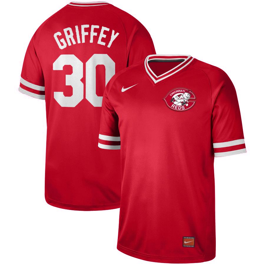 Men Cincinnati reds #30 Griffey Red Nike Cooperstown Collection Legend V-Neck MLB Jersey->cincinnati reds->MLB Jersey
